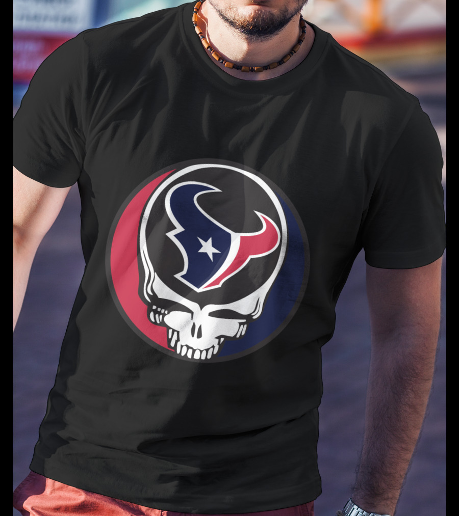 Grateful Dead Skull With Houston Texans Logo For Fans T-Shirt