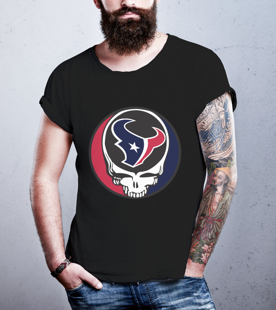 Grateful Dead Skull With Houston Texans Logo For Fans T-Shirt