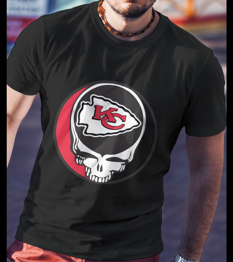 Kansas City Chiefs Skull Logo Fusion With Grateful Dead T-Shirt