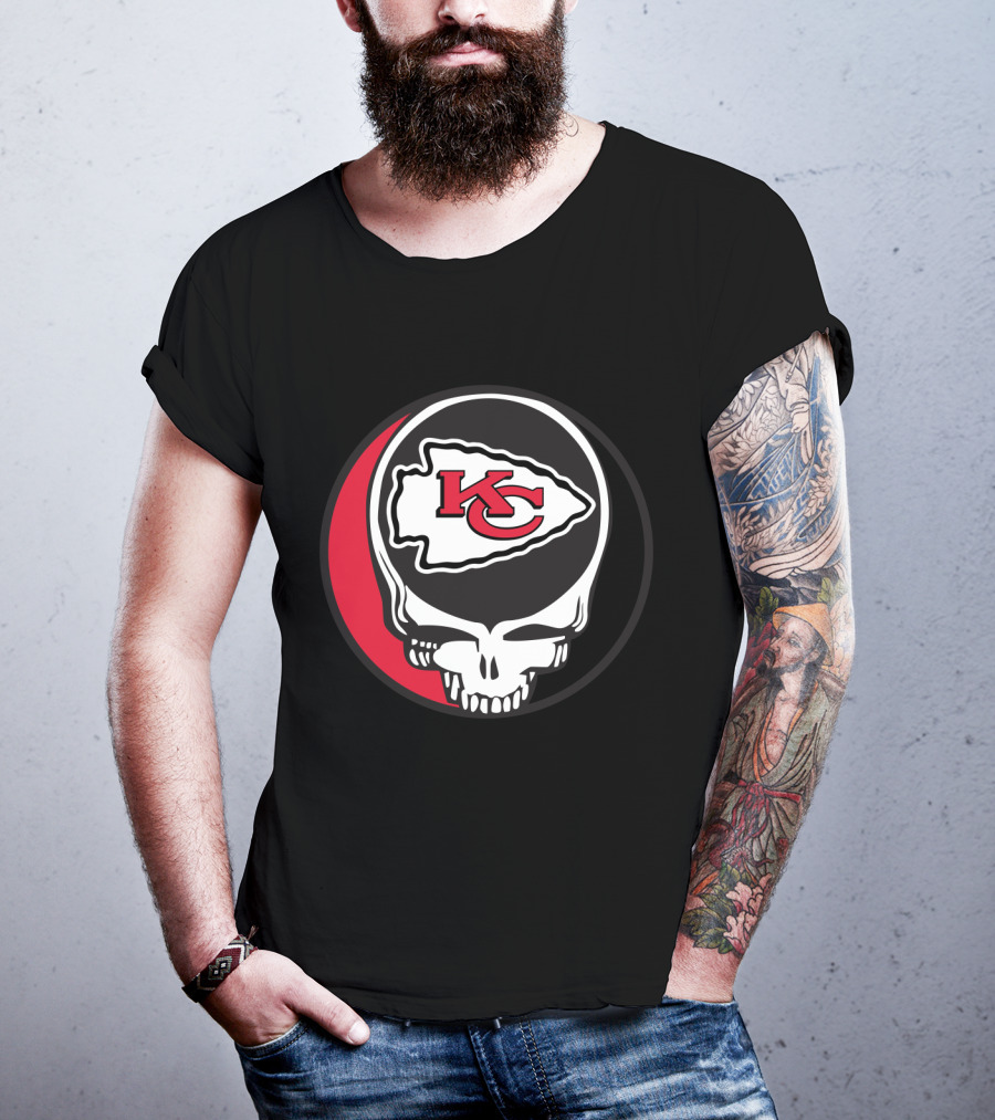Kansas City Chiefs Skull Logo Fusion With Grateful Dead T-Shirt