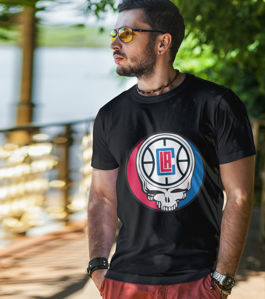 Grateful Dead La Clippers Skull Basketball T-Shirt