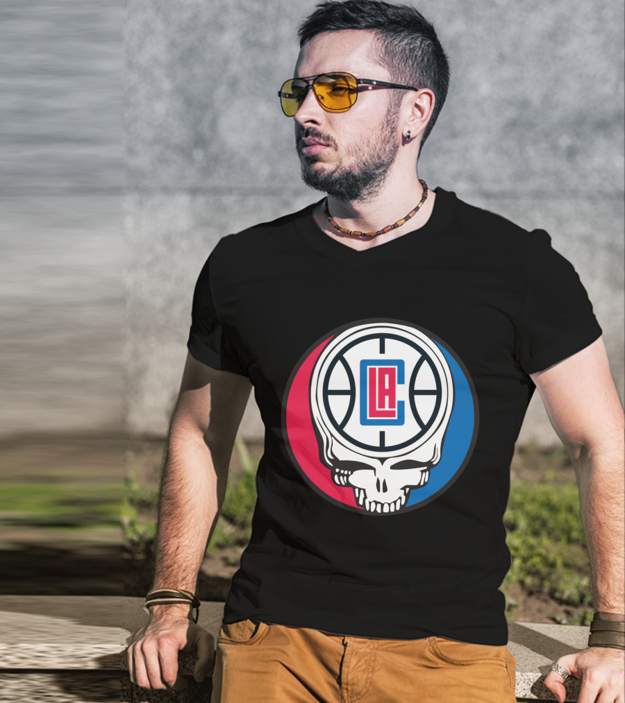 Grateful Dead La Clippers Skull Basketball T-Shirt