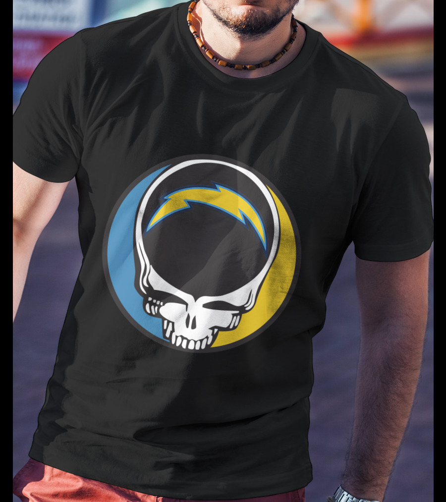 Grateful Dead And Los Angeles Chargers Logo Fusion For Fans T-Shirt