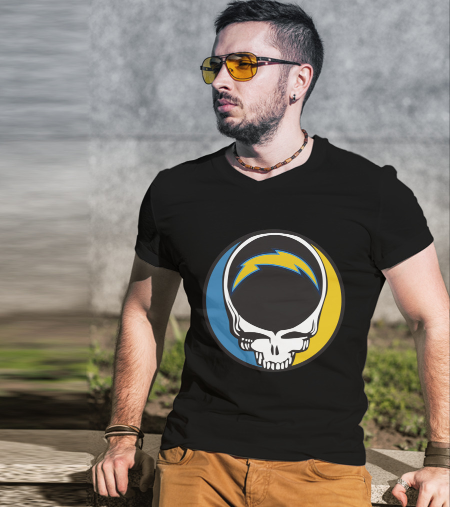 Grateful Dead And Los Angeles Chargers Logo Fusion For Fans T-Shirt