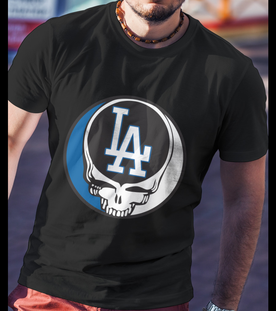 Grateful Dead Los Angeles Dodgers Fans Iconic Skull Logo Fusion T-Shirt