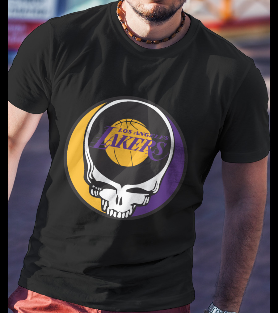 Grateful Dead Los Angeles Lakers Basketball Skull T-Shirt