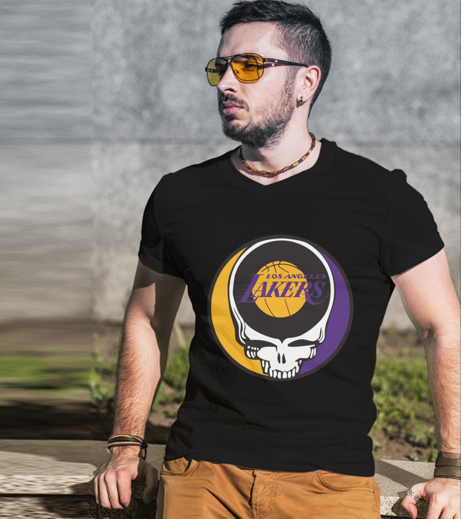 Grateful Dead Los Angeles Lakers Basketball Skull T-Shirt