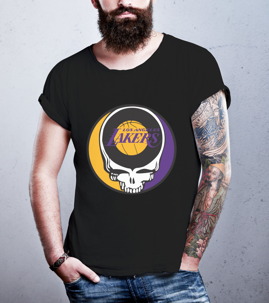 Grateful Dead Los Angeles Lakers Basketball Skull T-Shirt