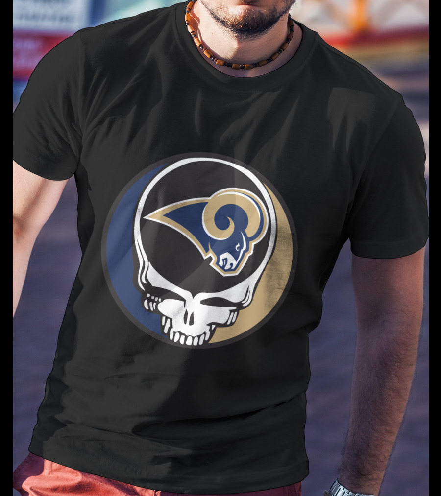 Grateful Dead Skull With Los Angeles Rams T-Shirt