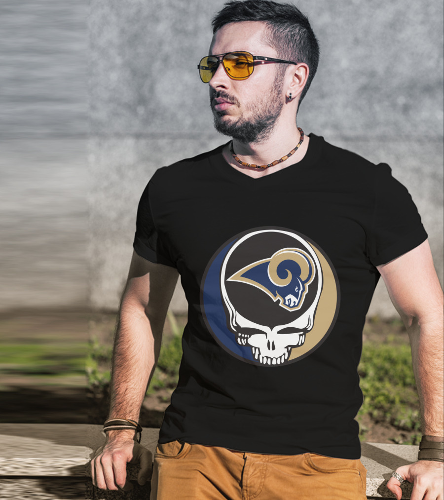 Grateful Dead Skull With Los Angeles Rams T-Shirt