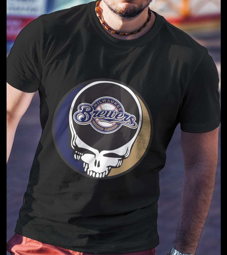 Milwaukee Brewers Grateful Dead Skull T-Shirt