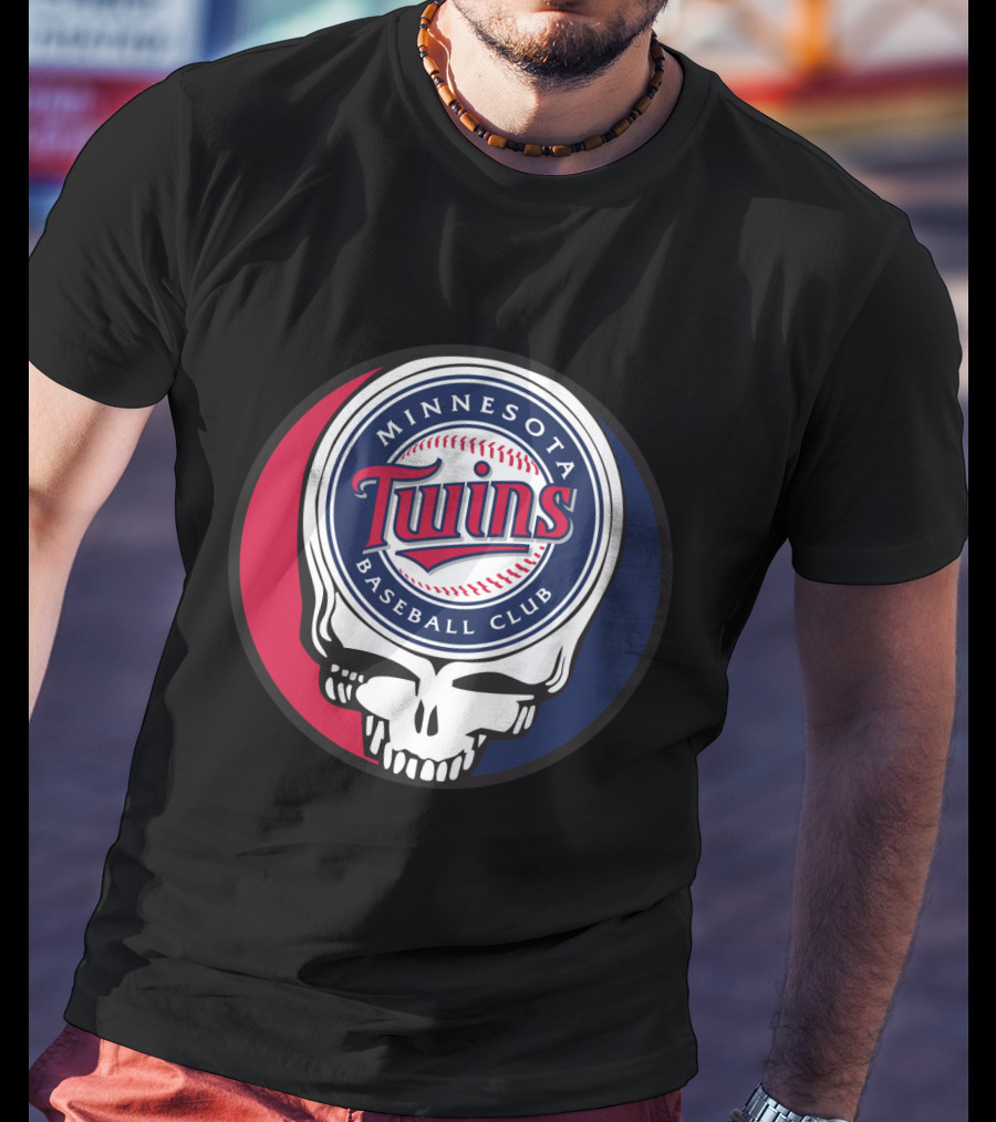 Minnesota Twins Baseball Club And Grateful Dead Skull Logo Mashup T-Shirt