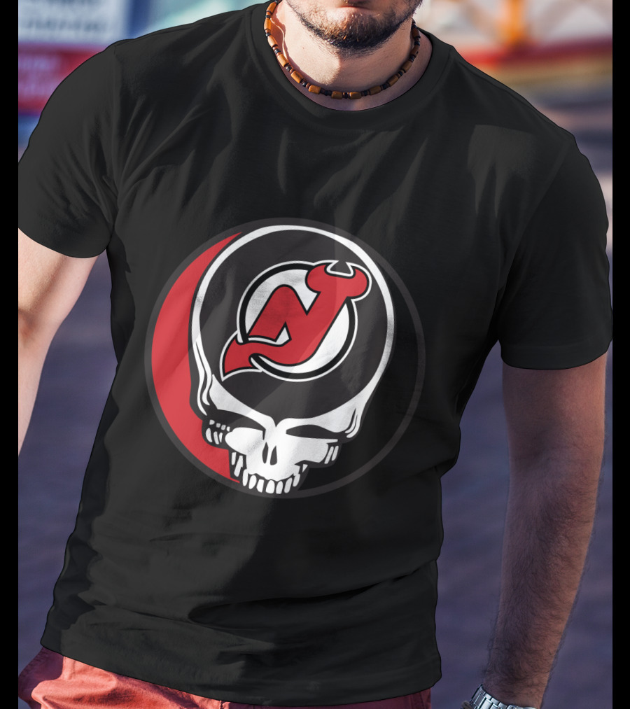 Grateful Dead Skull With New Jersey Devils Logo For Fans T-Shirt