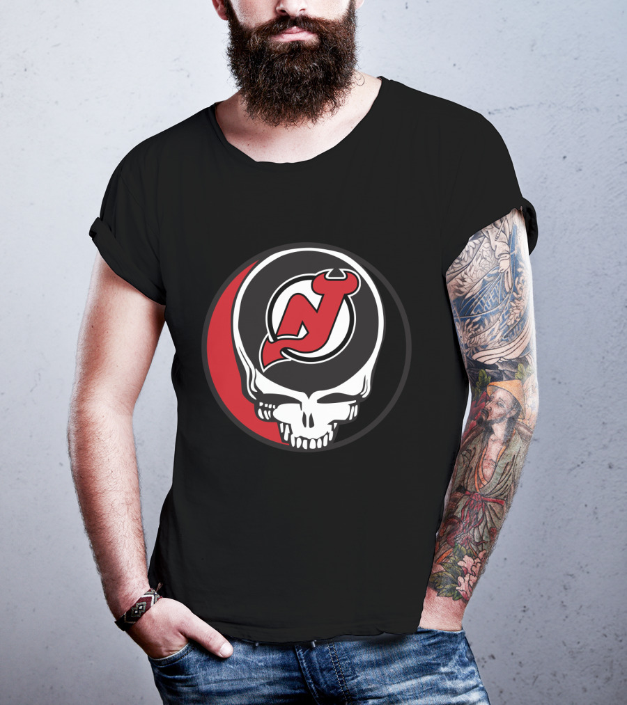 Grateful Dead Skull With New Jersey Devils Logo For Fans T-Shirt