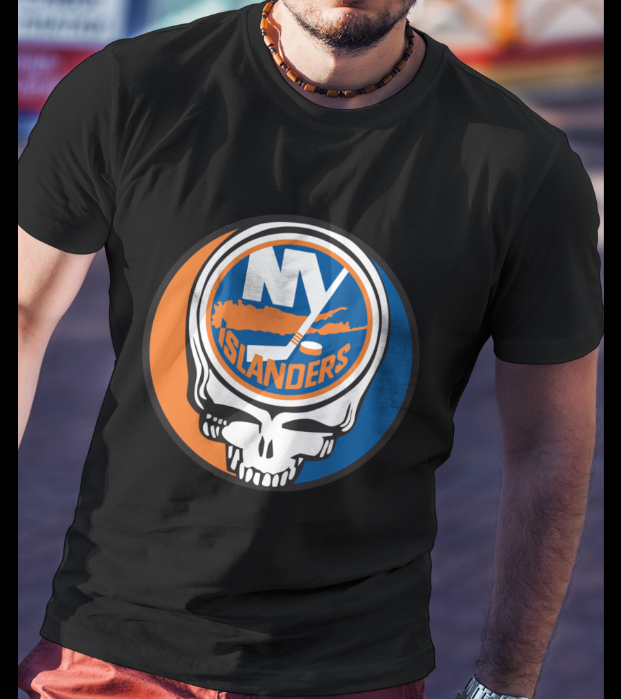 New York Islanders Grateful Dead Skull Logo Mashup T-Shirt
