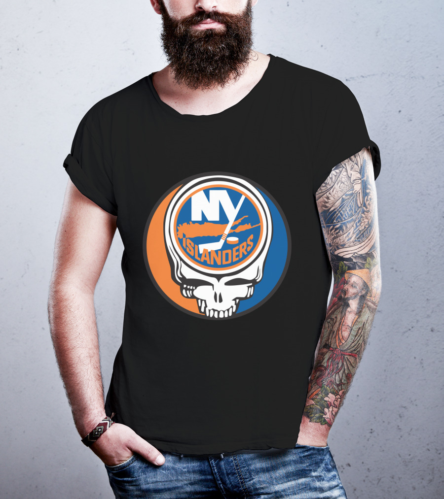 New York Islanders Grateful Dead Skull Logo Mashup T-Shirt