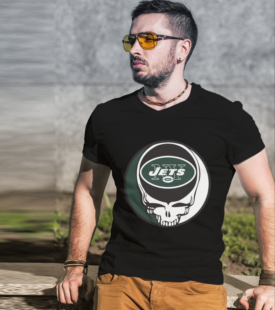 Grateful Dead Skull With New York Jets T-Shirt
