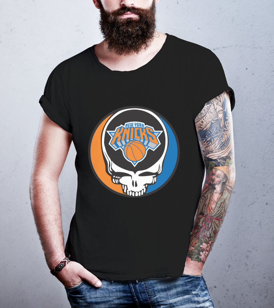 New York Knicks Grateful Dead Skull Basketball Fusion T-Shirt