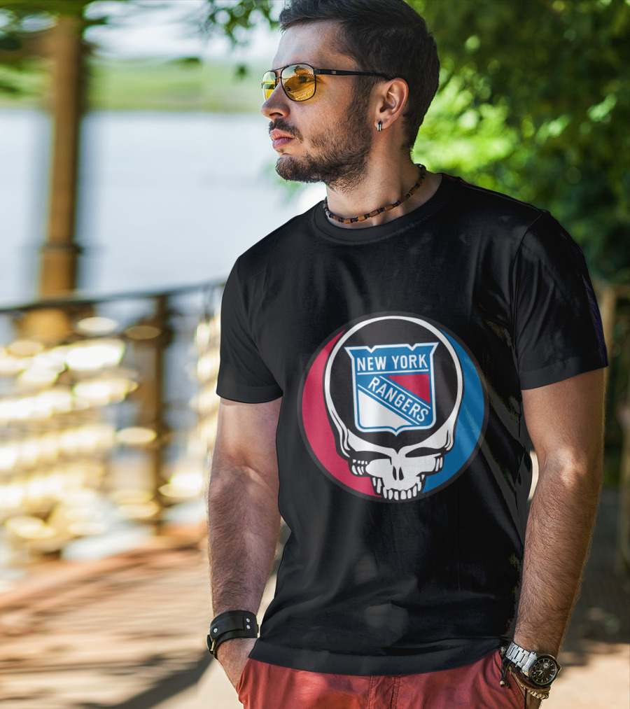 New York Rangers Grateful Dead Steal Your Face Skull Logo Fan T-Shirt