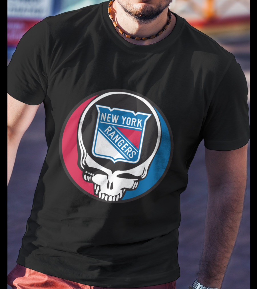New York Rangers Grateful Dead Steal Your Face Skull Logo Fan T-Shirt