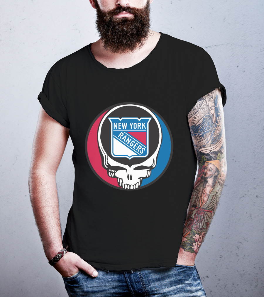 New York Rangers Grateful Dead Steal Your Face Skull Logo Fan T-Shirt