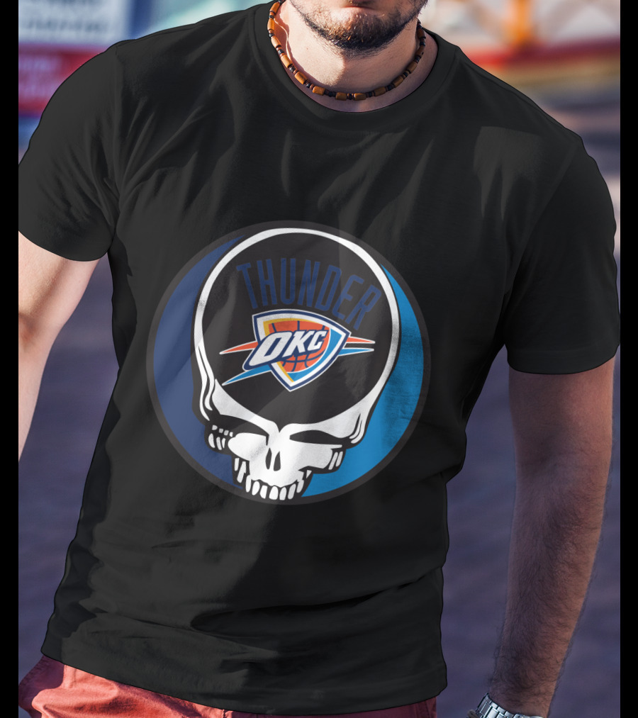 Thunder Okc Basketball Skull Icon For Grateful Dead Oklahoma City Fans T-Shirt