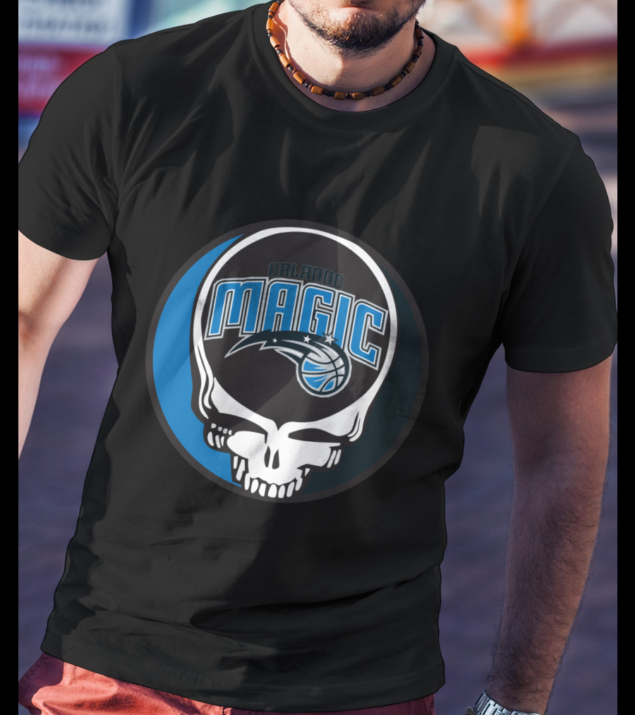 Orlando Magic Grateful Dead Steal Your Face Basketball Fusion T-Shirt