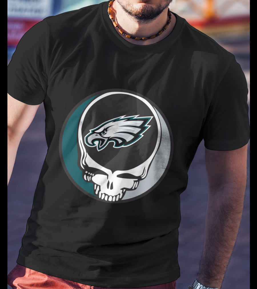 Grateful Dead Philadelphia Eagles Skull Logo Fusion T-Shirt