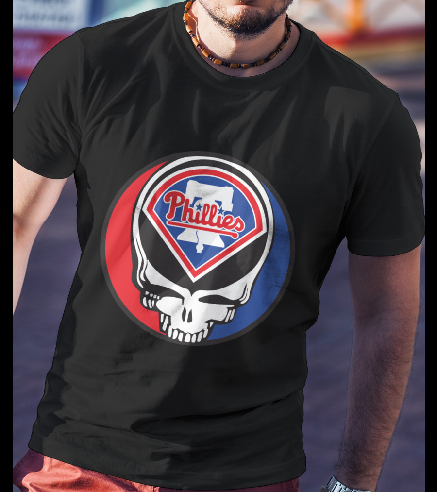 Philadelphia Phillies Grateful Dead Mashup Skull T-Shirt