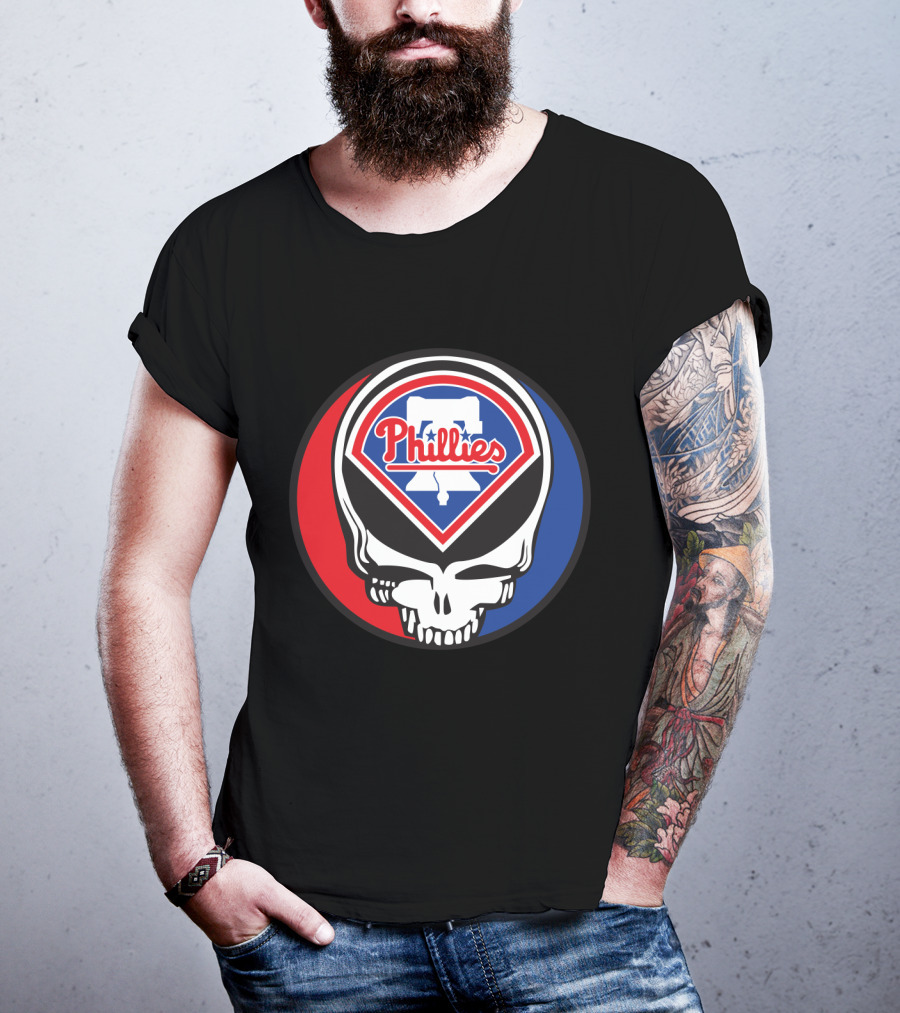 Philadelphia Phillies Grateful Dead Mashup Skull T-Shirt