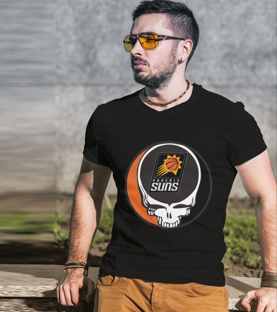 Grateful Dead Skull With Phoenix Suns Basketball T-Shirt
