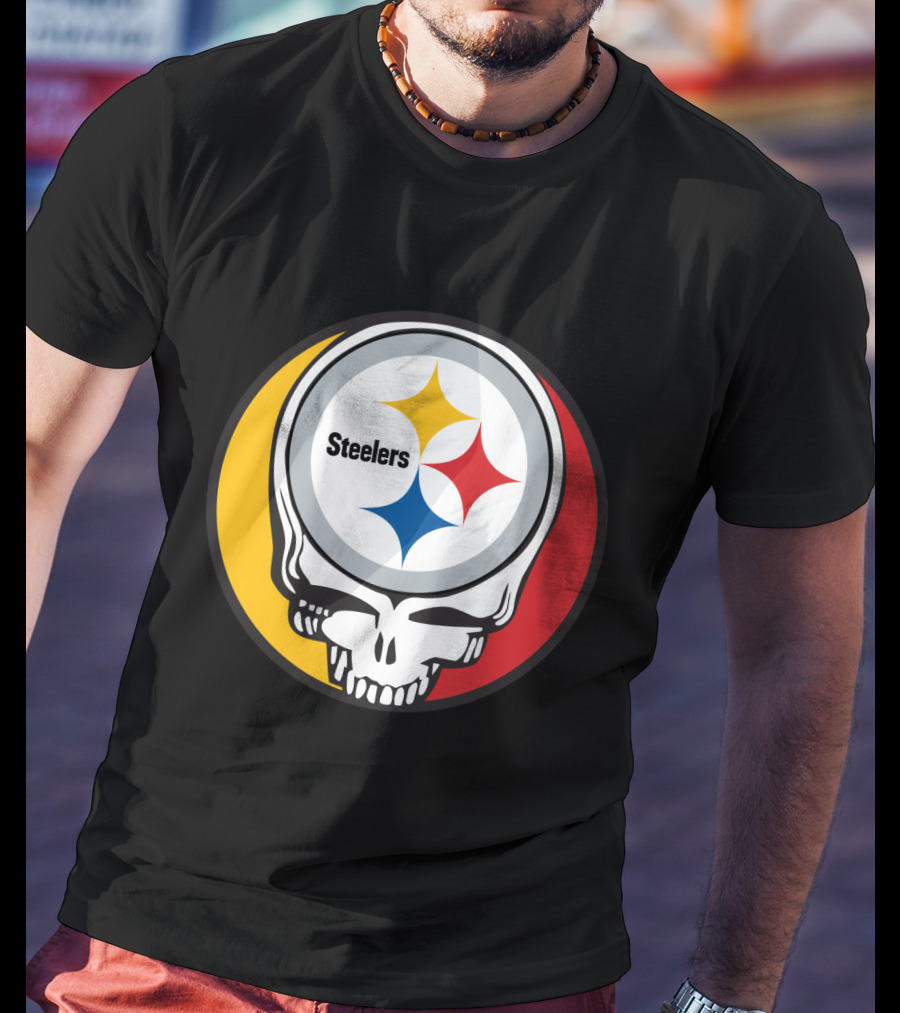 Steelers Logo In Grateful Dead Skull Mashup For Pittsburgh Fans T-Shirt