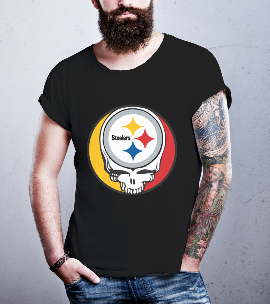Steelers Logo In Grateful Dead Skull Mashup For Pittsburgh Fans T-Shirt