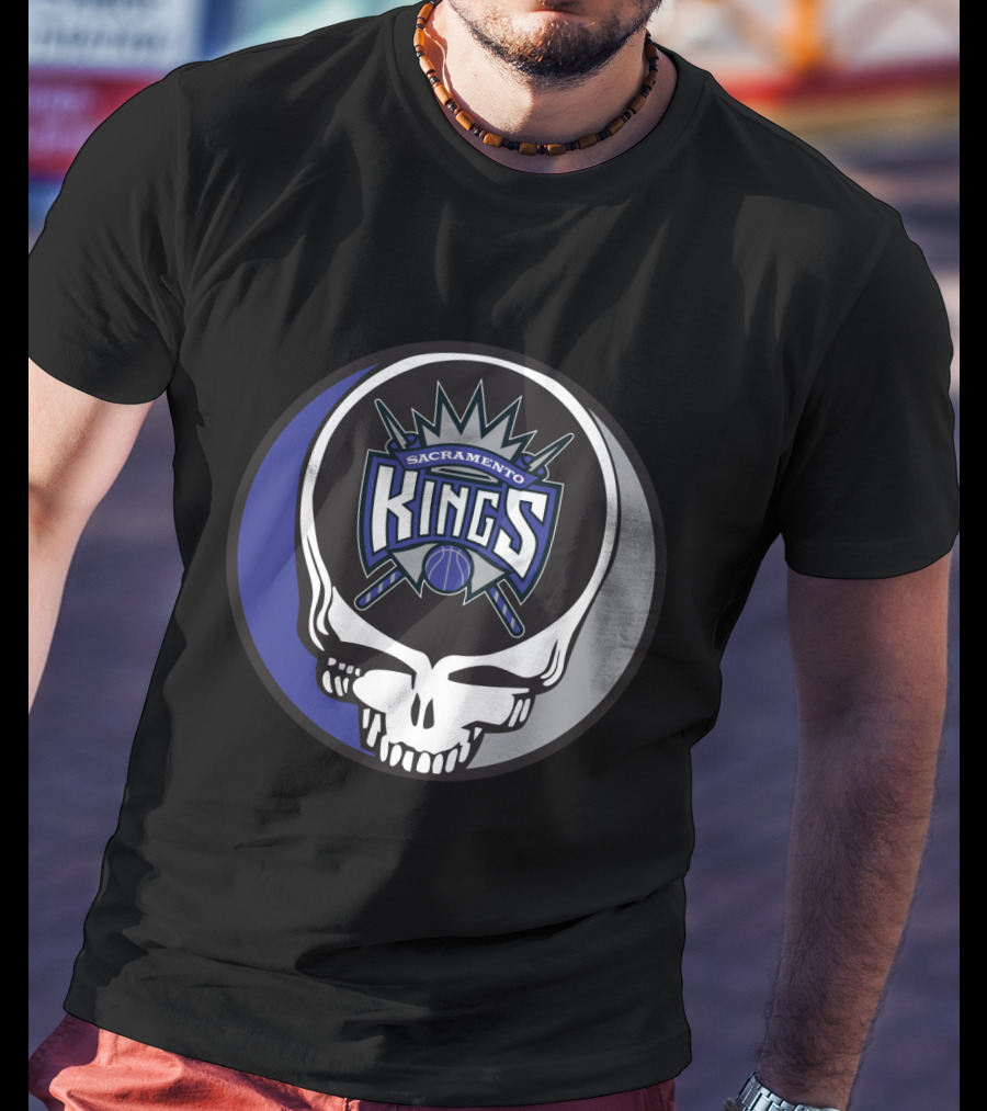 Grateful Dead Sacramento Kings Skull Logo Fusion T-Shirt