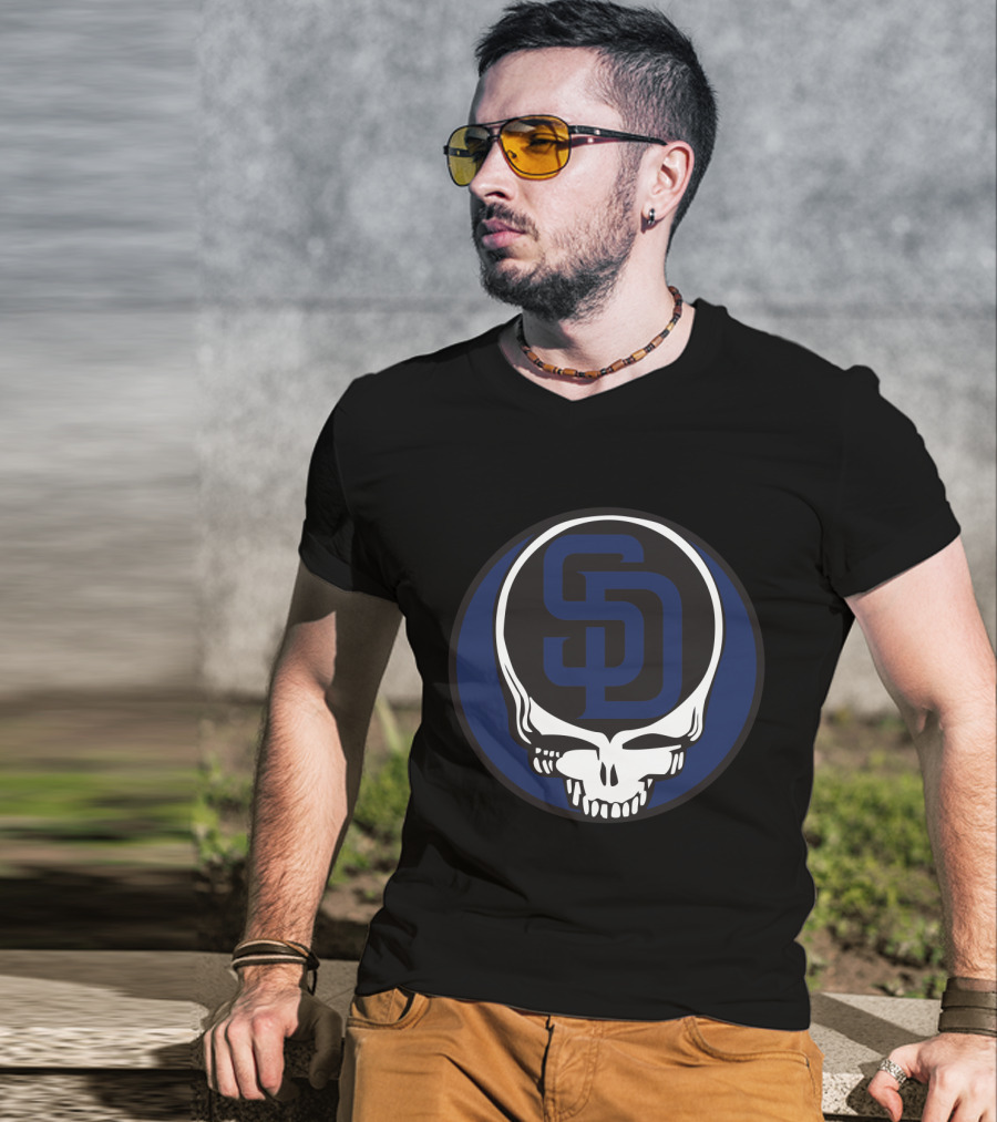 Grateful Dead San Diego Padres Fans Skull Logo Fusion T-Shirt