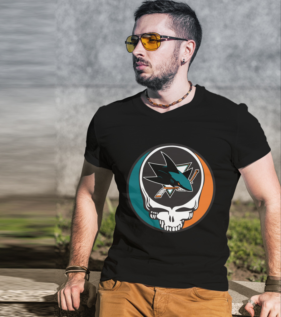 San Jose Sharks And Grateful Dead Skull Logo Fusion For Dedicated Fans T-Shirt