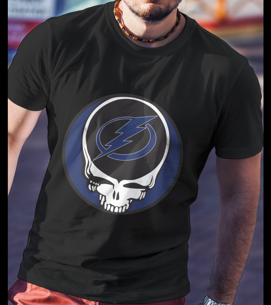 Grateful Dead Tampa Bay Lightning Fans Skull With Bolt T-Shirt