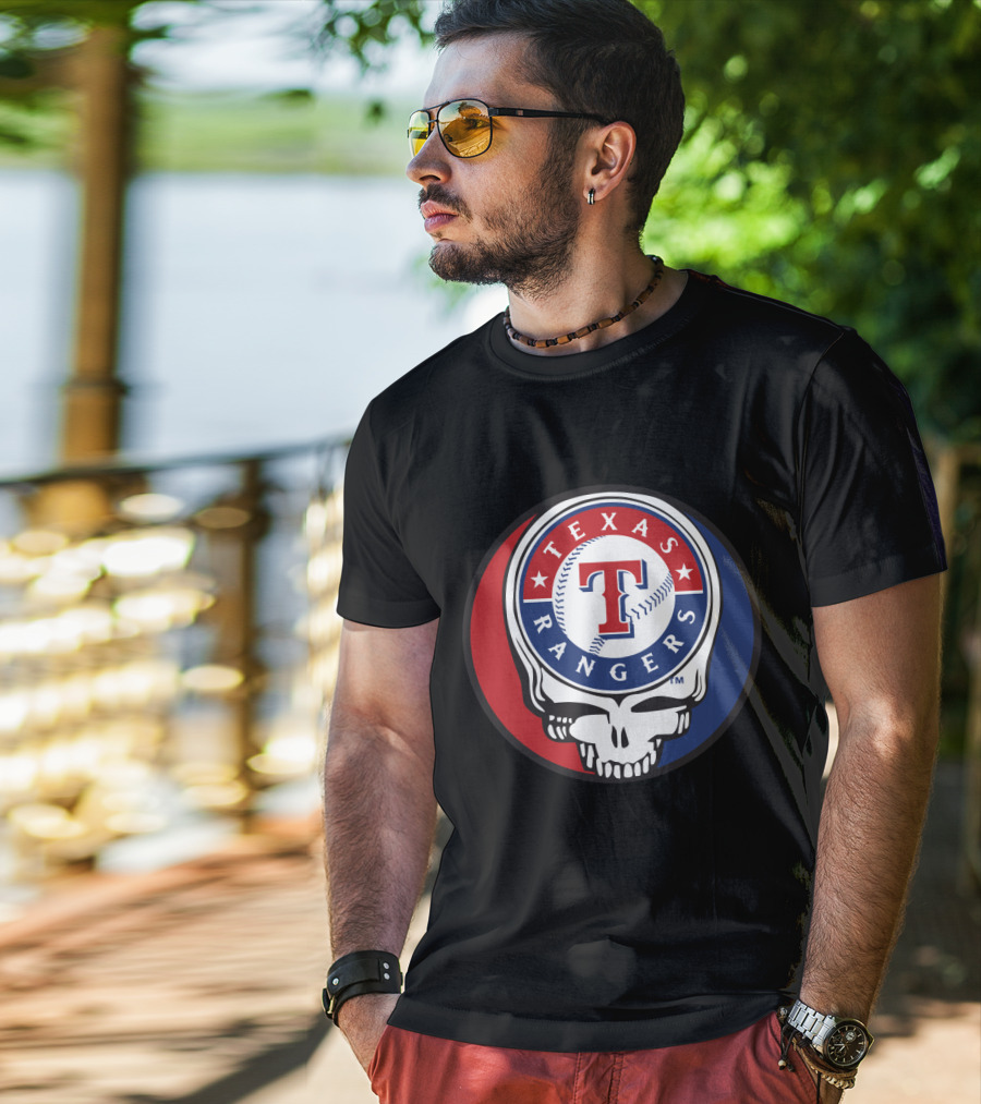 Texas Rangers Baseball Skull Grateful Dead-Inspired T-Shirt