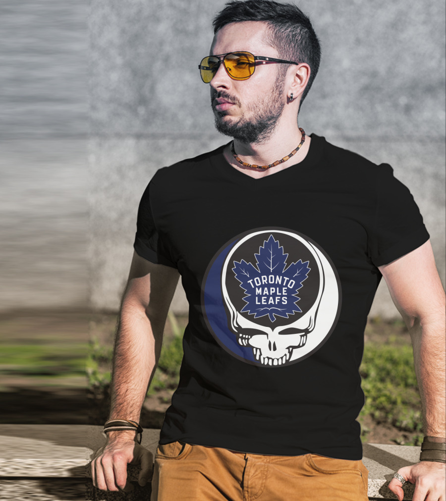 Toronto Maple Leafs Skull With Grateful Dead Style Leafs Fans T-Shirt