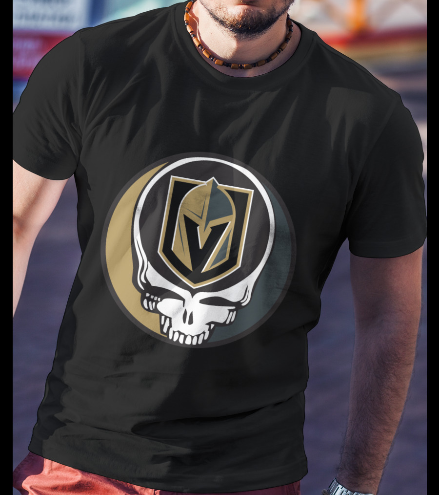 Grateful Dead Skull With Vegas Golden Knights Helmet T-Shirt