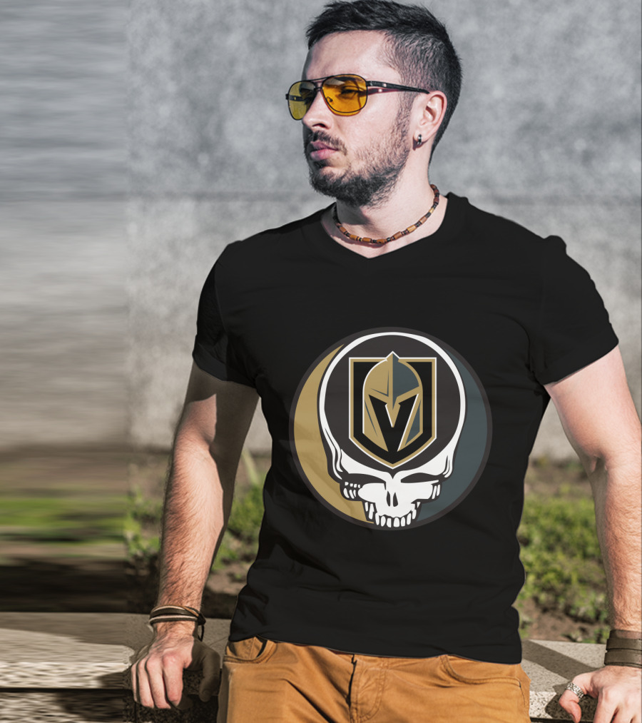 Grateful Dead Skull With Vegas Golden Knights Helmet T-Shirt