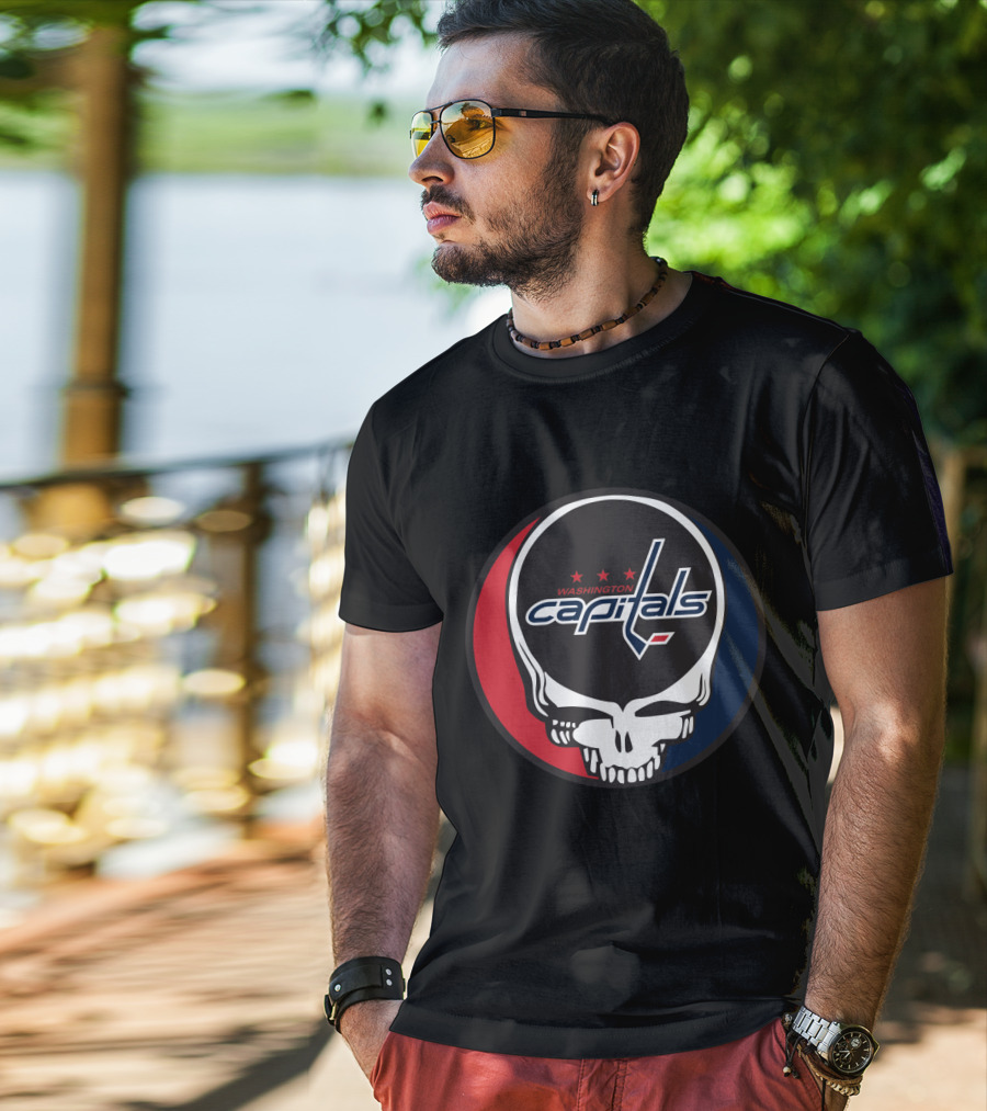 Washington Capitals Steal Your Face Hockey Skull T-Shirt