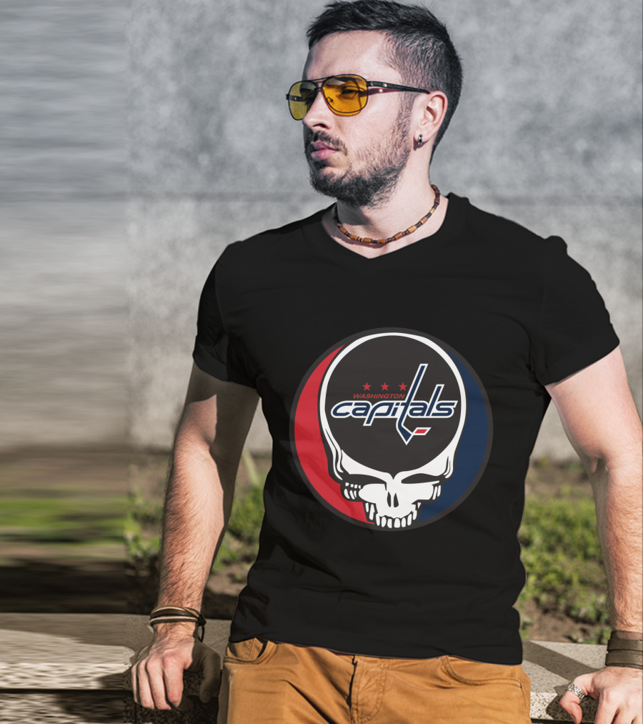 Washington Capitals Steal Your Face Hockey Skull T-Shirt