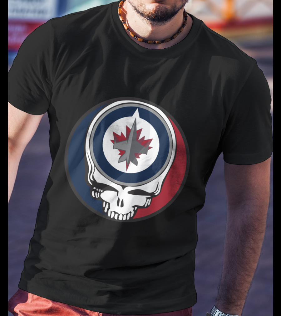 Grateful Dead Skull With Winnipeg Jets Logo For Fans T-Shirt