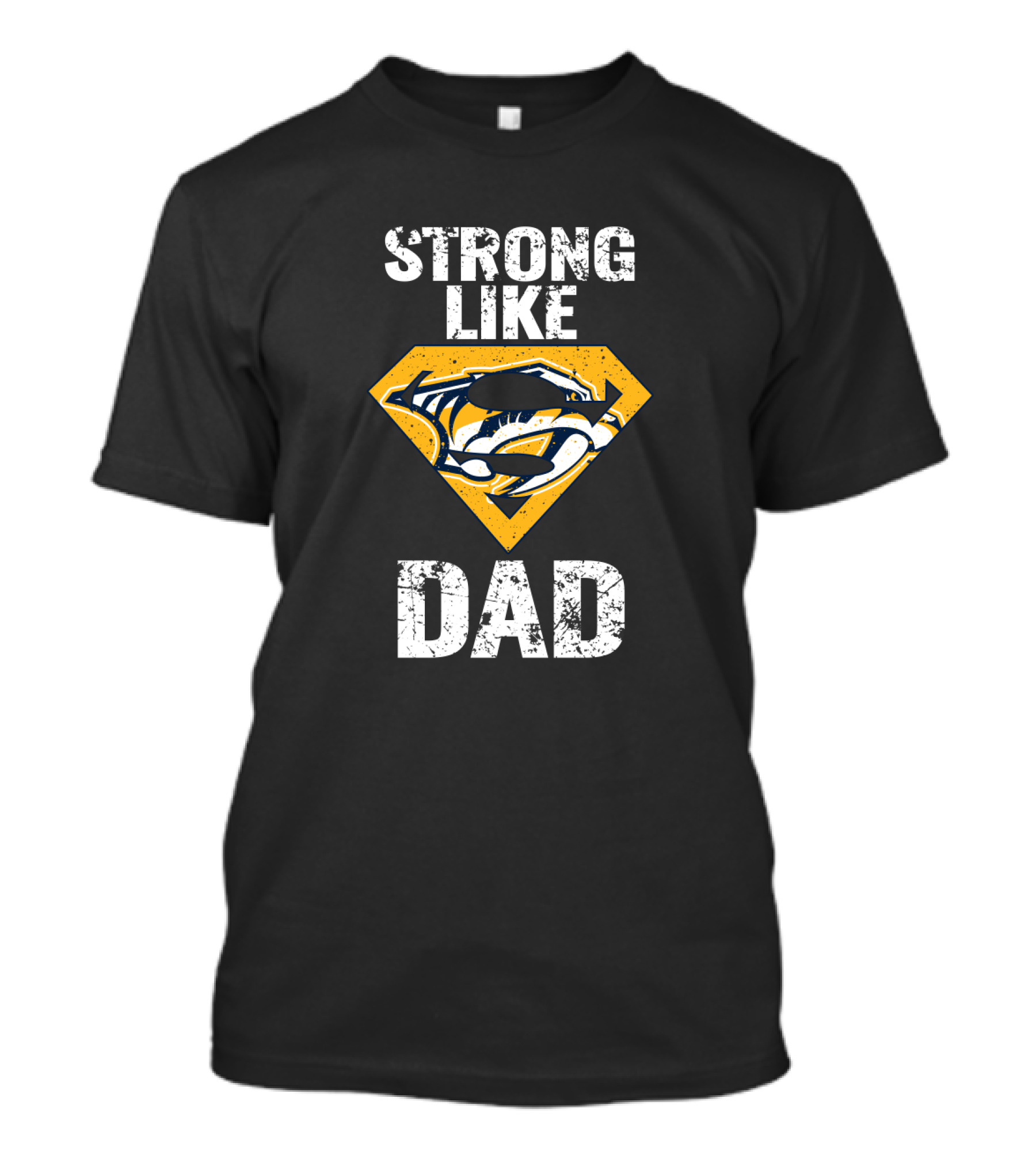 Strong Like Dad Nashville Predators Logo Super Dad Emblem T-Shirt