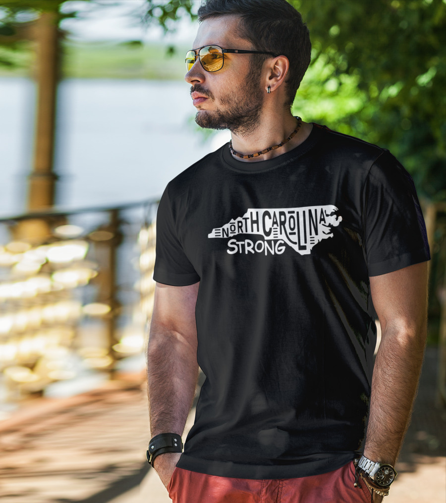 North Carolina Strong State Outline Typography T-Shirt