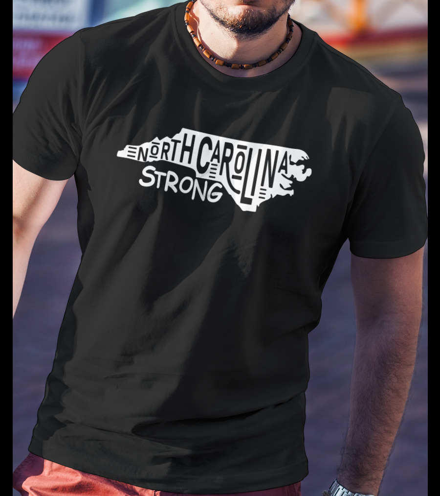 North Carolina Strong State Outline Typography T-Shirt