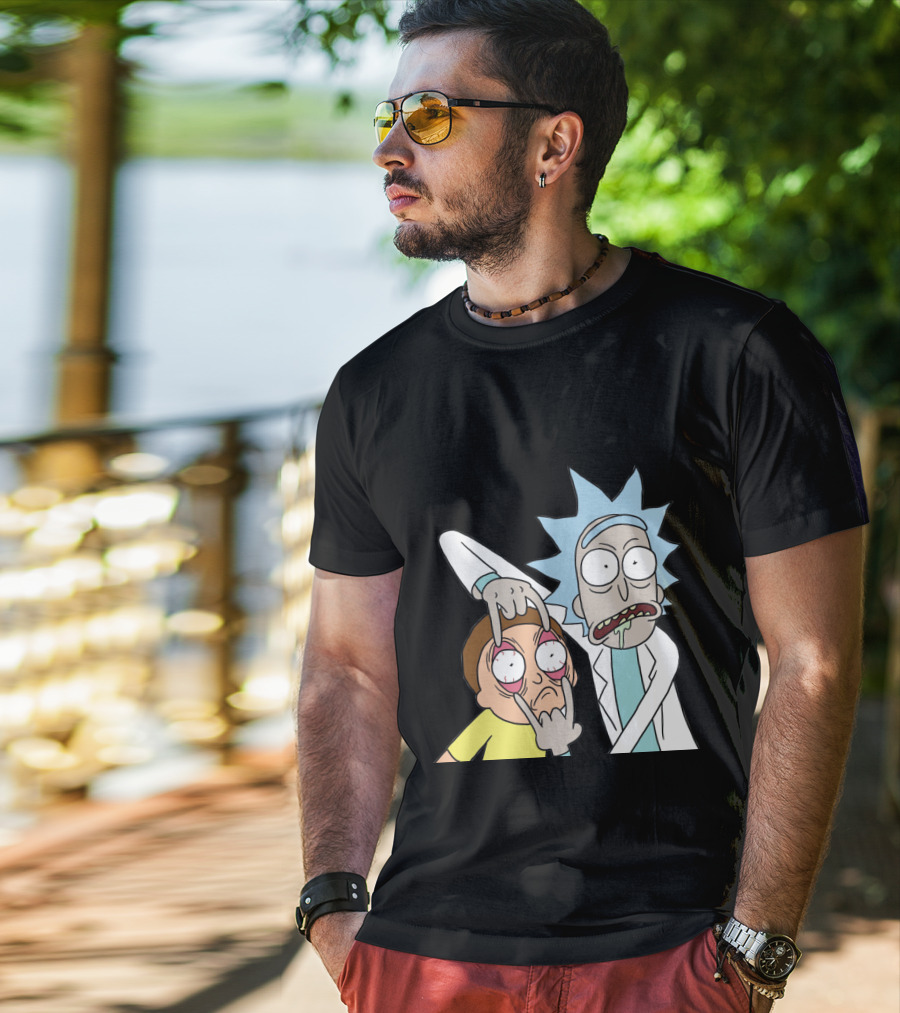 Rick And Morty Screaming Eye-Popping Gesture T-Shirt
