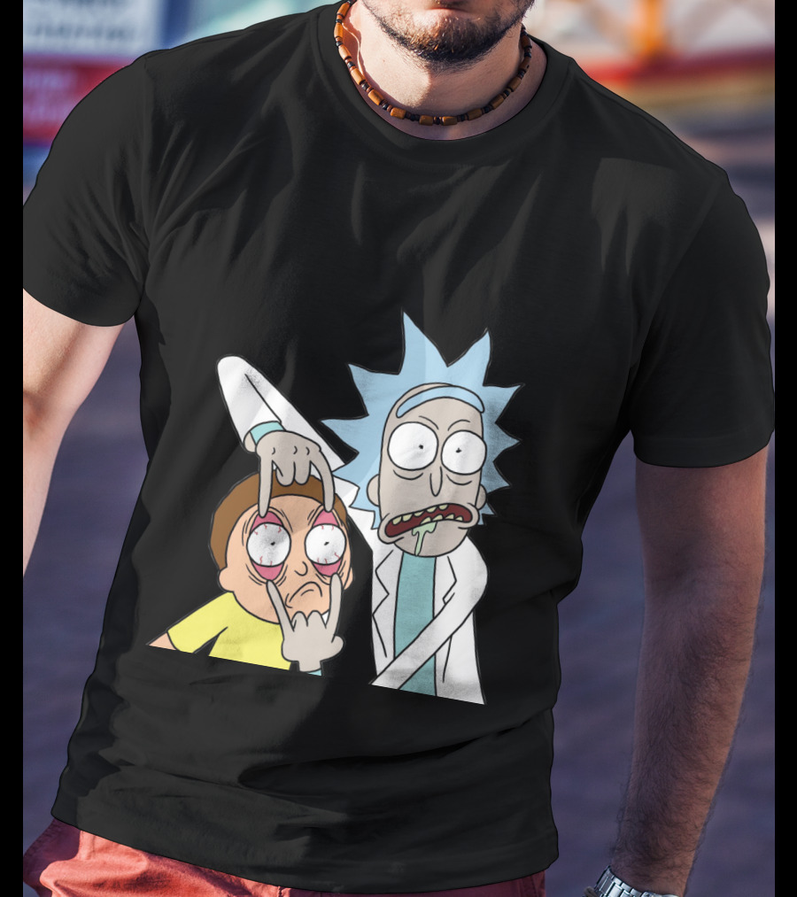 Rick And Morty Screaming Eye-Popping Gesture T-Shirt