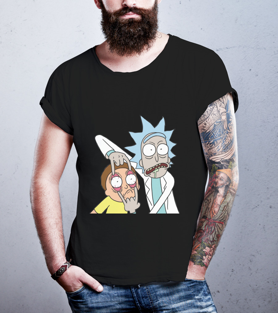 Rick And Morty Screaming Eye-Popping Gesture T-Shirt